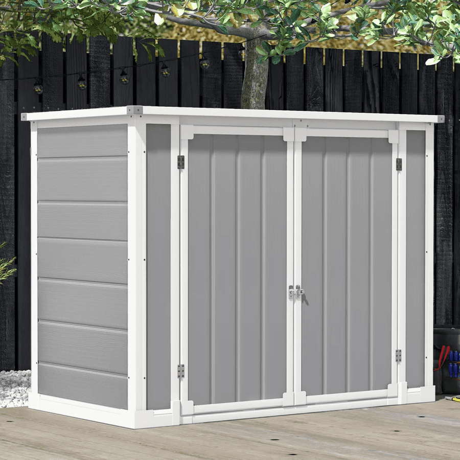 Seizeen Outdoor Storage Cabinet, 41 Cu.Ft Patio Resin Shed with 3 Doors & Floor, 306GAL Deck Box Waterproof Plastic Tool Storage Shed for Cushion Lawn Mower Garbage Cans