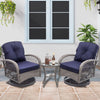 Ourdoor Furniture Patio Set, 3 Pieces PE Wicker Swivel & Rocking Chairs with Cushions, All-weather Patio Furniture for Porch Balcony