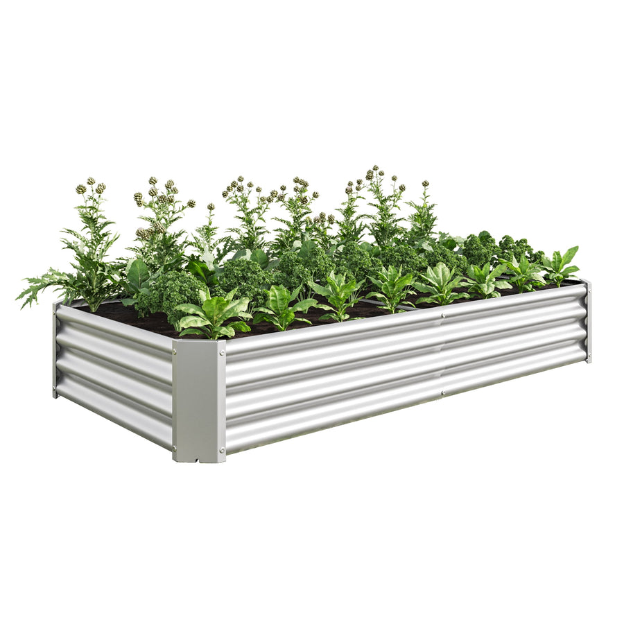 Raised Garden Bed, Seizeen 6 x 3 x 1FT Galvanized Planter Box, Outdoor Patio Raised Bed for Gardening Vegetables Flower Fruits