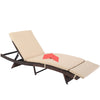 Rattan Chaise Lounge for Outdoor, Patio Lounge Chair 6-Position Adjustable, Poolside Sun Recliner Cushioned, Brown