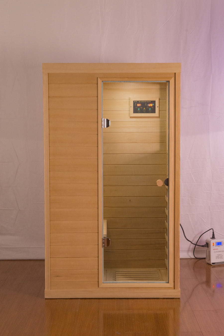 Sauna, Infrared Sauna for Indoor, Hemlock Wooden Home Sauna Box, Multifunctional Personal Sauna w/LCD Display, Touch Control Audio System & BT Speaker, LED Light, Low EMF:3-10