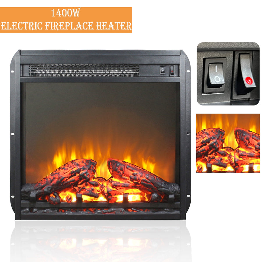 Seizeen 1400W Electric Fireplace Insert, 18'' Compact Fireplace Heater for TV Stand, Freestanding Use Heater for Inside, Realistic Flame, Overheating Protection, Rapid Heating for 400 Sq. ft.