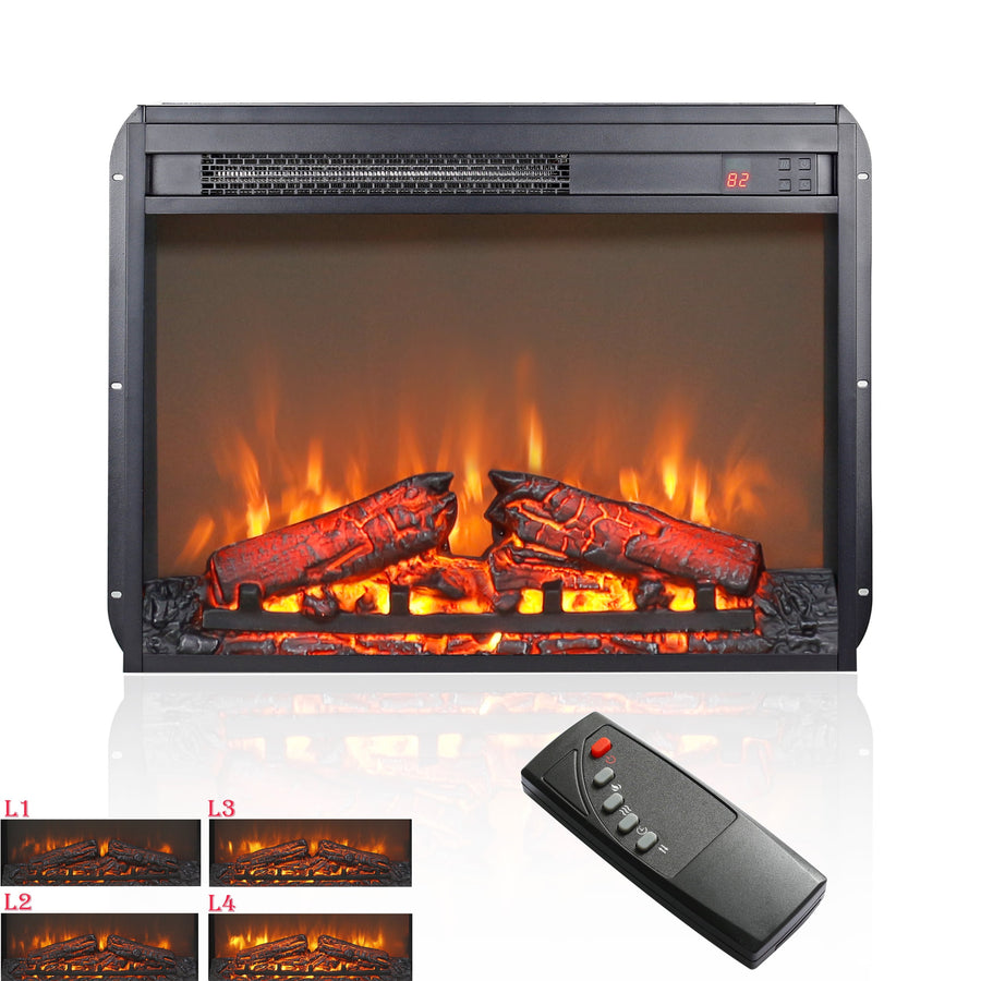 Seizeen 1400W/5000 BTU's Electric Fireplace Insert, 24'' Fireplace Heater for Indoor, Freestanding Use Heater w/Remote Control, Timer, Overheating Protection, Rapid Heating for 400 Sq. ft.