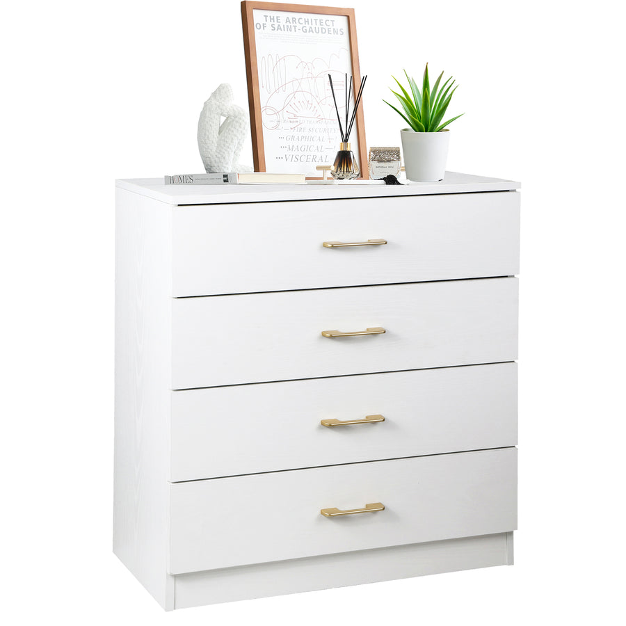 Seizeen 4-Drawer Dresser, White Heavy Duty Drawer for Bedroom, Chest of Drawer Under Desk, Storage Drawer Cabinet for Kids Room, Entryway, Hallway