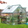 Seizeen 8 x 6FT Greenhouse, Polycarbonate Walk in Green house for Outdoors, Aluminum Farm Mini Greenhouse Kit for Plants Flowers Backyard Garden Lawn