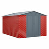 Seizeen 8x12ft Outdoor Storage Shed, Galvanized Steel Garden Shed for Tool Bike, Sloped Roof Shed All-Weather for Backyard Patio, Double Lockable Doors, Red Brick Style