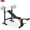 Seizeen Adjustable Olympic Workout Bench w/5-level Squat Rack, Weight Benches Set with Leg Developer, Multi-Function Training Equipment for Full Body Foldable Space-saving Home Gym