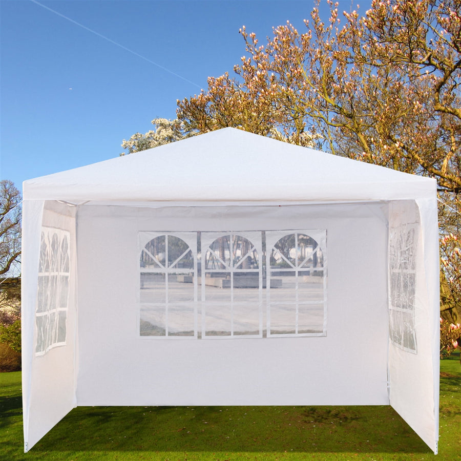 Seizeen Canopy Tent 10' x 10' for Outside Canopy Gazebo with Dressed Legs Party Wedding BBQ, Tent with 3 Detachable Sidewalls, White