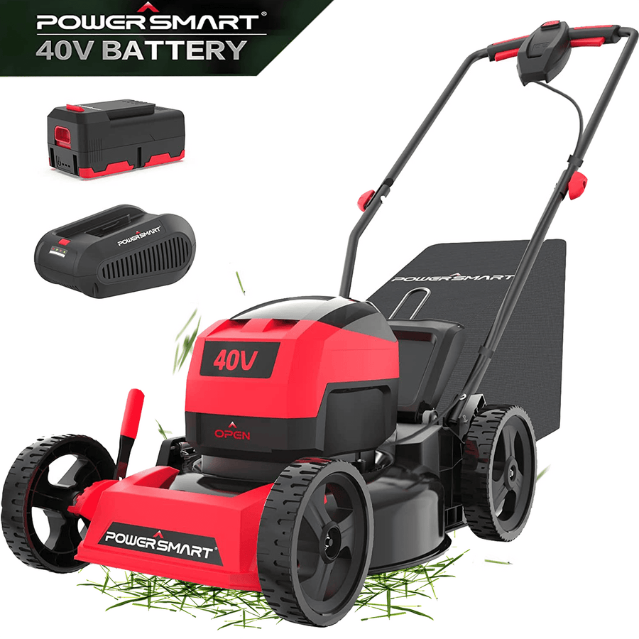 Seizeen Electric Lawn Mower, 40V 17'' Cordless Lawn Mower Battery Powered, 3-in-1 Walk-Behind Lawn Mower Push with Charger, 5 Height Adjustable, Foldable for Small Space, RD