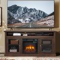 Seizeen Fireplace TV Stand with Storage, for TVs up to 65 Inches, Entertainment Center with Fireplace, Media Console Cabinet for Living Room, 60 Inch, Brown