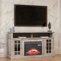 Seizeen Fireplace TV Stand with Storage, for TVs up to 65 inches, Entertainment Center with Fireplace, Media Console Cabinet for Living Room, 58 Inch, Gray, L0480