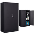 47" Metal Cabinet, Seizeen Garage Storage Cabinet with Adjustable Shelves, Pegboard and Hooks, Wall-Mountable Steel Cabinet for Workshop, Warehouse and Utility Room