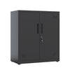 Seizeen Garage Storage Cabinet, Metal File Cabinet with Doors and Shelves, Lockable Tool Storage Cabinet Adjustable, 2-Tier Shelves, Black