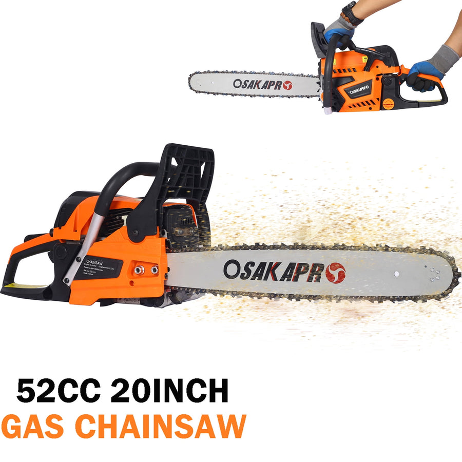 Seizeen Gas Chainsaw with 20 inch Bar, Cordless Chainsaw w/52CC 2-Stroke Engine, Tree Farm Pruning Power Chain Saw 2.6HP 8500RPM, Anti-Vibration Design