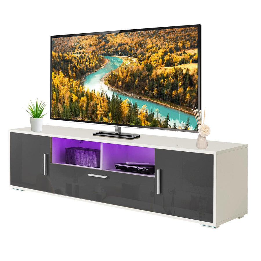 Seizeen LED TV Stand for 65'' 75'' TV Modern Entertainment Center Media TV Console with Large Storage, Wood Console Cabinet for Living/Gaming Room/Bedroom