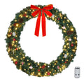 Seizeen Lighted Christmas Trees Set, 2 Packs 4' Pre-Lit Christmas Trees 20" Wreath and 9' Garland, Indoor Outdoor Artificial Xmas Tree with 10 Light Modes for Gate Fireplace Decor, 4 Pcs, White