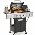 3-Burner Propane Gas Grill with Side Burner, 40,500 BTU Stainless Steel Outdoor BBQ Grill, 465 Sq. In. Cooking Area, Electronic Ignition and Side Table for Patio Backyard