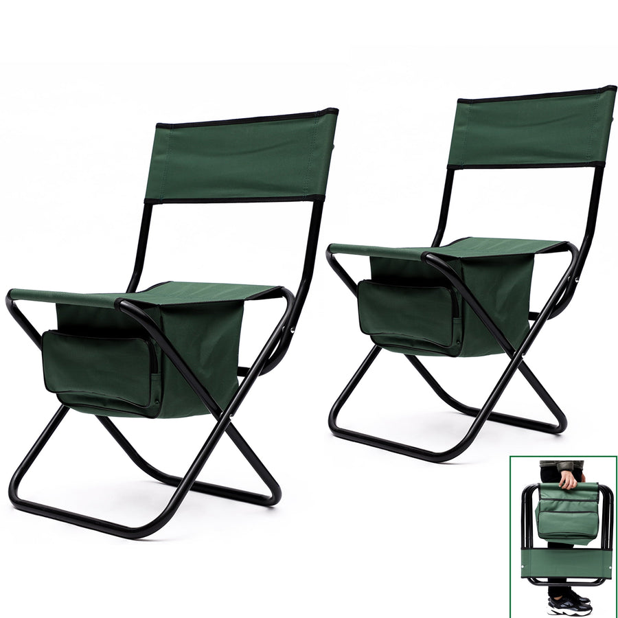 Seizeen Outdoor Chairs Folding, Portable Camping Chairs W/Storage Bag, Thickened Canvas Chairs for RV Tourism Fishing BBQ Beach Deck, 2 Set