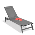 Seizeen Outdoor Chaise Lounge, Patio Lounge Chair with Wheels All Weather, Five-Position Adjustable Lounge Chair for Poolside Deck Porch Backyard, Gray Aluminum Frame Outdoor Furniture