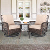 Patio Set with Table, Outdoor Rocking Chairs Swivel Funiture Set, Rattan Wicker Outdoor ArmChairs for 2, Khaki