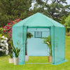 Seizeen Outdoor Walk-in Plastic Greenhouse, 9.2x8.1FT Enlarged Hexagonal Garden Green House Quick Assembly, Heavy Duty Metal Reinforced Frame, Roller Window