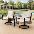 3-Piece Outdoor Swivel Rocking Chairs Set with Coffee Table, Weather-Resistant Patio Furniture for Porch Backyard Poolside, Thick Cushions, Easy Assembly, Durable Wicker 360° Swivel Rocker Bistro Set