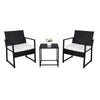 Seizeen Patio Furniture Set, 3 Pcs Heavy-Duty Rattan Conversation Set w/ Side Table and Cushions, Brown Frame Outdoor Chairs Set for 2, Deck Poolside Balcony Bistro Set