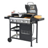 4 Burners Propane Gas Grill, Multi-function Griddle Grill Combo w/Pizza Oven, Outdoor BBQ Frying Pizza Grill 49,200 BTU, Storage, Built-in Thermometer, Bottle Opener