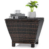 Seizeen Patio Storage End Table, Outdoor Wicker Deck Box, PE Rattan Patio Storage Furniture