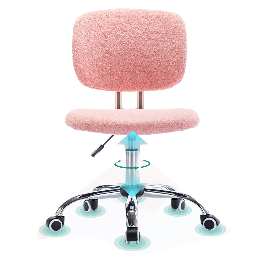 Seizeen Pink Office Chair with Velvet Cushion, Adjustable Bling Desk Chair with Rolling Wheels, Woman Girl Nail Desk Vanity Chair 360¡ã Swivel, Wide Backrest