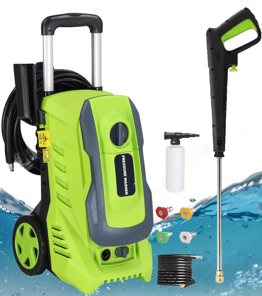 Seizeen Pressure Washer, Multi Nozzles Power Washer Electric Powered Max 3300 PSI 2 GPM, 1800W Electric Pressure Washer W/Foam Cannon & 7.3M Hose, Powerful Water Washer for Car Motorcycle House Garden