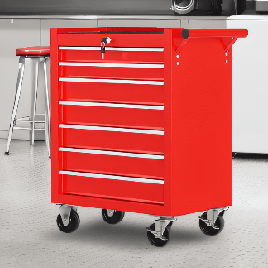 7-Drawer Rolling Tool Box, Multifunctional Tool Chest Garage Tool Storage, Metal Tool Cart Organizer on Wheels, 450LBS Weight Capacity