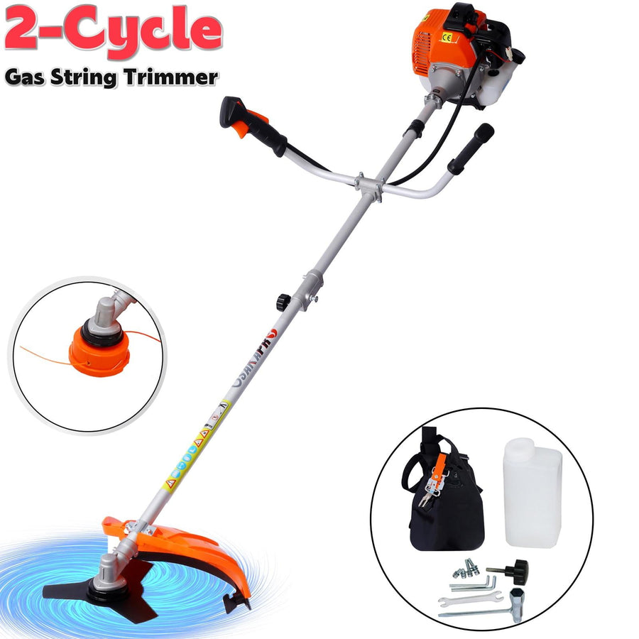 Seizeen Weed Wacker Gas Powered, 52cc Powerful Weed Eater Cordless, 18" String Trimmer with 10" Brush Cutter, Full-Crank 2-cycle Engine, Double Handle, Shoulder Strap