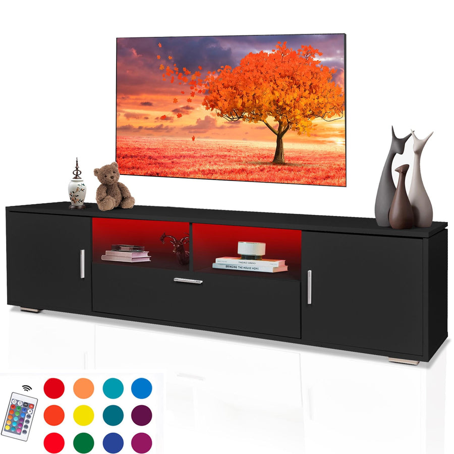 TV Stand for 65 75in TV, Seizeen Modern TV Cabinet with LED Lights, Entertainment Center with Large Storage for Living Room Bedroom, 63''L TV Media Console W/Remote Control for Lights