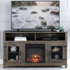 TV Stand with Fireplace, Seizeen Wood Electric Fireplace TV Stand with Remote Control, Storage Cabniet with Doors, Fireplace Heater Entertainment Center for TV's Up to 65",  Gray