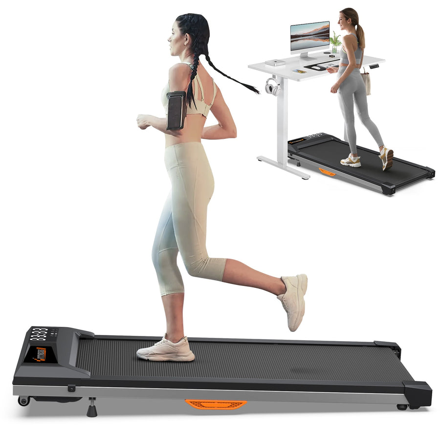 Walking Pad Treadmill, Portable Treadmill Under Desk for Home Gym Office, Small Size Walking Pad with Walking & Jogging Modes, Remote Control, 0.6-3.8MPH Speed, 300lbs Capacity, Gray