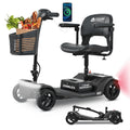 Yardmaster 4-Wheel Foldable Mobility Scooter, Portable Electric Scooter with Adjustable Seat, Updated Removable Battery, Explosion-proof wheels, Easy Assembly, Best Gift for Wife and Senior, Black