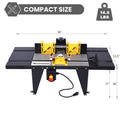 Electric Router Table Adjustable, Woodworking Router Table for Precision Cutting, 34’’ Compact Craftsman Table w/Heavy-Duty Construction