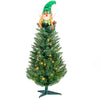 Tabletop Christmas Tree with Warm Lights, 3FT Small Green Artificial Christmas with Santa Claus, Home & Office Decoration Tree for Gift, 129 PVC Branches, 30 Lights 2 Modes