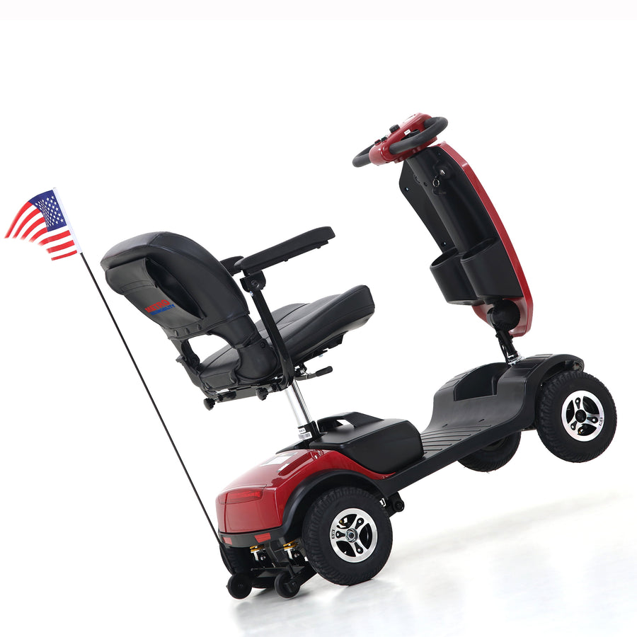 4 Wheels Travel Scooter with Removable Battery, Mobility Scooters for Adults Seniors, Red Electric Scooter Wheelchair Easy to Drive, Swivel Seat, Cup Holder, USB Port