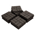 Seizeen 12" x 12" Patio Interlocking Deck Tiles, All Weather Plastic Outdoor Flooring Tiles, Pack of 27, Dark Brown