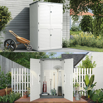 Outdoor Storage Cabinet, Large Resin Shed with Floor