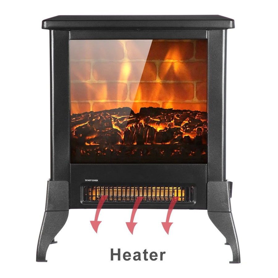 Electric Fireplace Heater, 18" Freestanding Fireplace Stove, 1400W Portable Space Heater for Home Room Office W/Anti-overheating, Adjustable, Virtual Flame