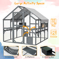 82''L Catio Enclosure for Cars, Seizeen Outdoor Cat House Cat Cage Extra Large Walk-in Enclosure for Kitty Pet w/Waterproof Top, Bridges, Platforms, Rest Boxes