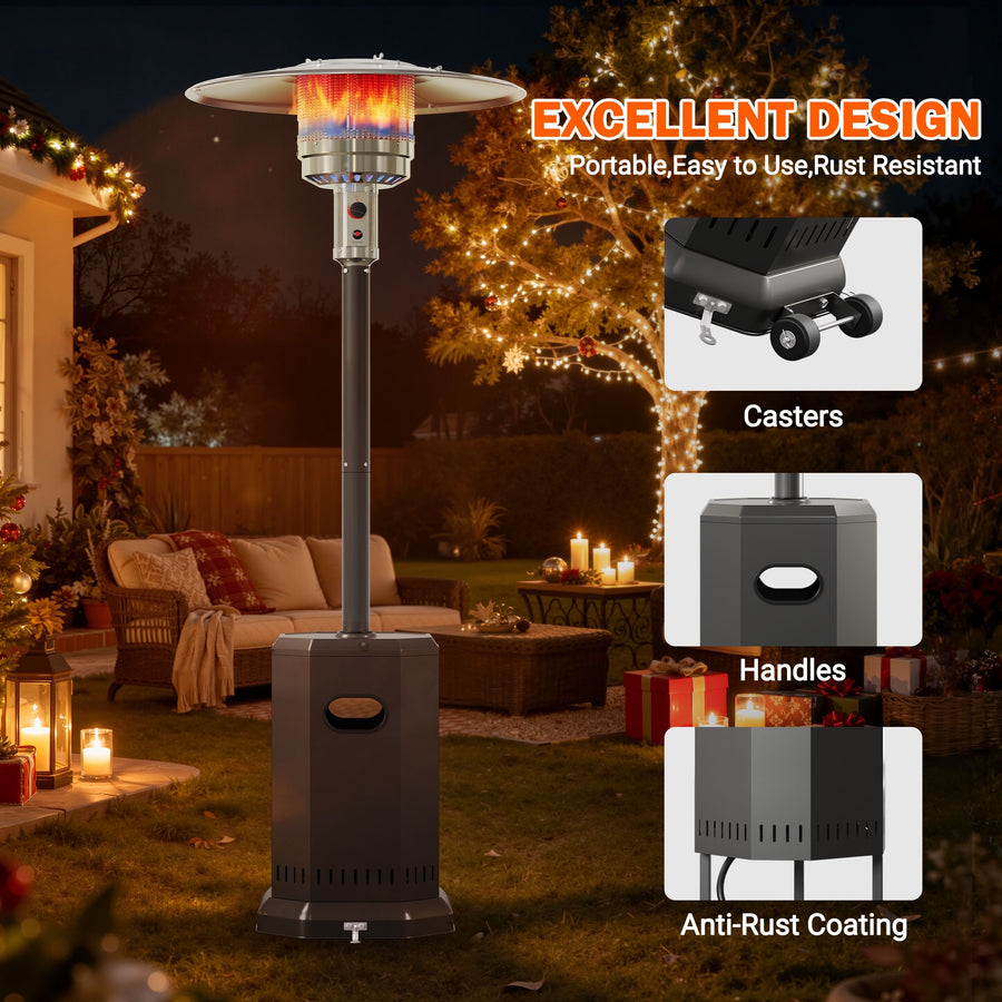 Seizeen Patio Heater for Outdoor Use, 50000BTU Outdoor Propane Umbrella Heater with Automatic Shutdown Protection, Portable Design on Wheels for Porch Poolside Rattan Furniture, MAX 300sq.ft