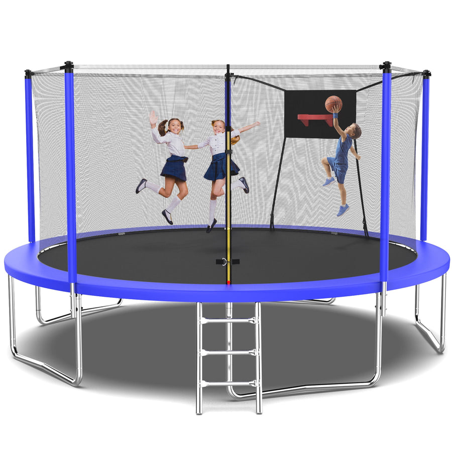 Seizeen NEW Trampoline for Kids - 14FT Trampoline W/Thickened Enclosure Net & Hoop, Outdoor Round Trampolines Max Weight 500 LBS