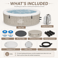 Seizeen 6 Person Inflatable Hot Tub, 80 Inch Portable Outdoor Spa with 140 Air Jets, 259 Gal Heated Bubble Massage Spa with Cover, Wood Brown