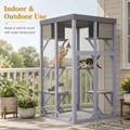 Outdoor Wooden Catio, 70 in Tall Cat Enclosure with 4 Platforms, 2 Napping Houses, Detachable Waterproof Cover and Galvanized Wire, for Indoor Outdoor Use