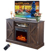 Electric Fireplace TV Stand, 2-IN-1 Media TV Console & Entertainment Center with Fireplace, Dark Brown Farmhouse TV Stand W/ 1400W Fireplace Heater, Virtual Flame, Remote Control, Timer, up to 55"TV