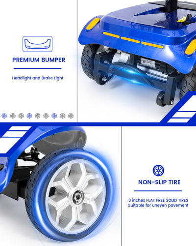 Mobility Scooter, 4 wheels Travel Scooter for Seniors Adults, Adjustable Seat, Display, Removable Battery, Up to 12 Miles, 24V Dual Lead-Acid Batteries